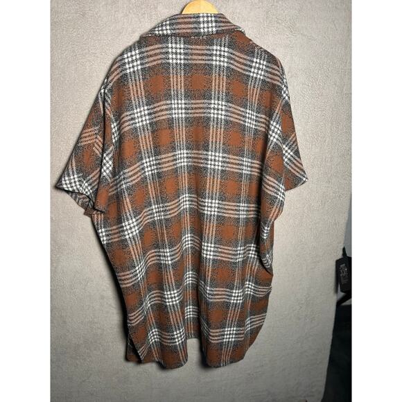 Thml Anthropologie Womens Brown Plaid Short Sleeve Cardigan Coat Size Small - Picture 3 of 6